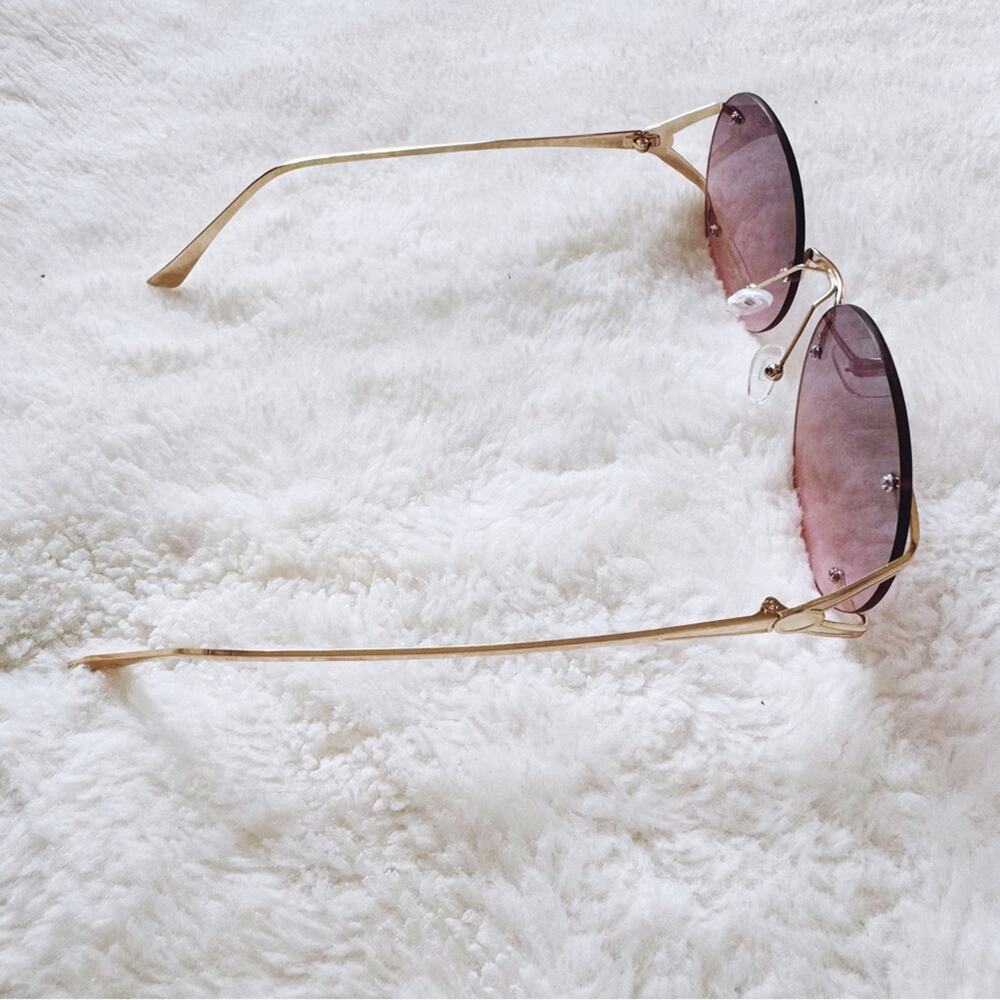 Ruth Clear Purple Round Metal Sunglasses - Picture 7 of 10